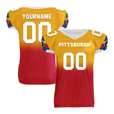Custom Red Yellow Blue Fade Fashion Pittsburgh High-Performance American Football Jersey FBJ06-D020252-30